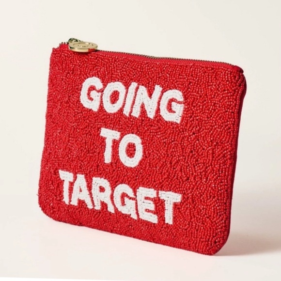 Kate Spade Going to Target Red & White Oversized Beaded Clutch Bag - Picture 10 of 10